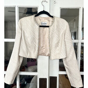 Cachet Cream Cropped Blazer with Silver Accents